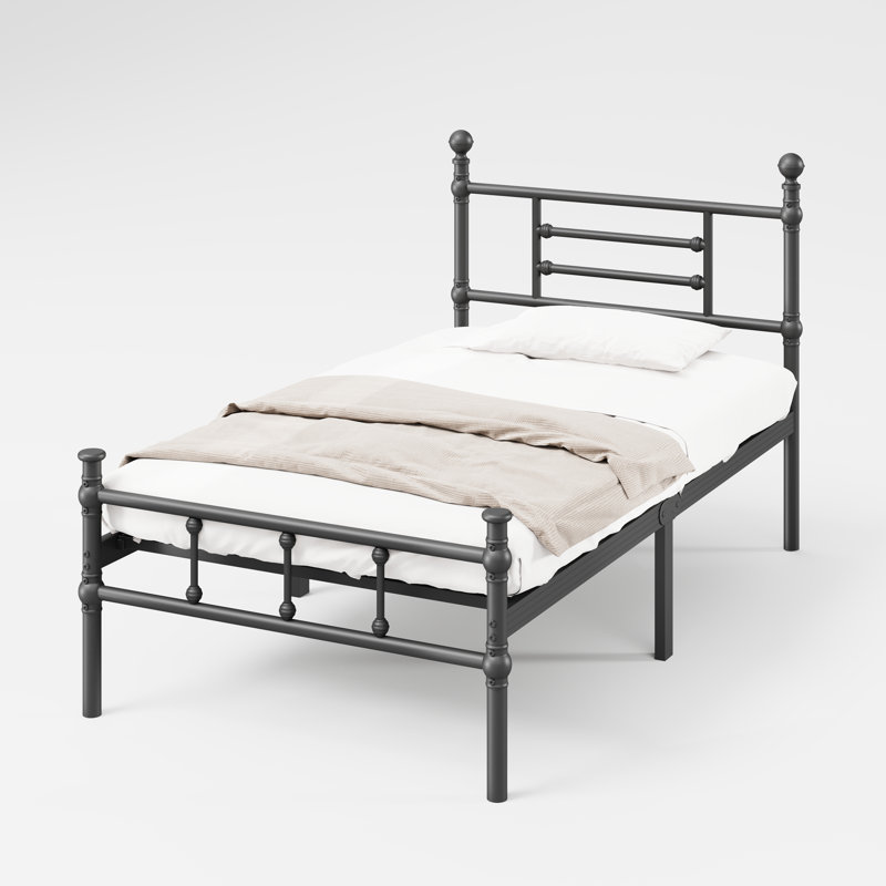 Wavely Metal Platform Bed with Headboard and Underbed Storage (NO TEST)